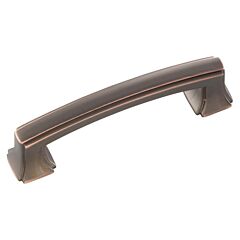 Bridges Style 3 Inch (76mm) Center to Center, Overall Length 3-5/8 Inch Oil-Rubbed Bronze Highlighted Kitchen Cabinet Pull/Handle