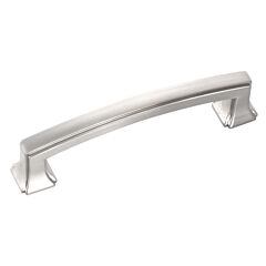 Bridges Style 3-3/4 Inch (96mm) Center to Center, Overall Length 4-7/16 Inch Satin Nickel Kitchen Cabinet Pull/Handle