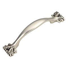 Ithica Style 3 Inch (76mm) Center to Center, Overall Length 4-5/8 Inch Satin Antique Silver Kitchen Cabinet Pull/Handle