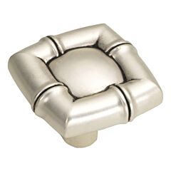 Bamboo Style Cabinet Hardware Knob, Satin Antique Silver 1-1/4 Inch length.