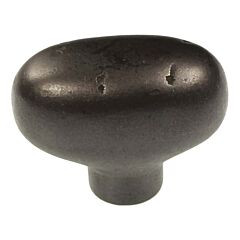 Carbonite Style Cabinet Hardware Knob, Black Iron 1-7/8 Inch Length.