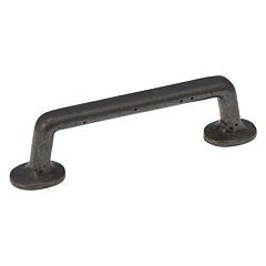 Carbonite Style 4 Inch (102 mm) Center to Center, Overall Length 5-1/8 Inch Black Iron Cabinet Pull/Handle