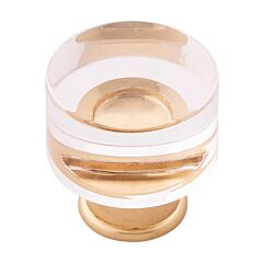 Midway Cabinet Hardware Knob, Crysacrylic With Brushed Golden Brass 1-1/4 Inch (32mm) Diameter