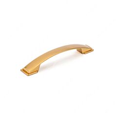 Transitional 5-1/16" (128mm) Center to Center, Length 6-1/2" (165.5mm) Aurum Brushed Gold, Arched Metal Cabinet Pull
