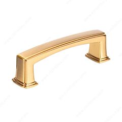 Transitional 3-3/4" (96mm) Center to Center, Length 4-5/16" (109.5mm) Aurum Brushed Gold, Slightly Arched Metal Cabinet Pull/Handle