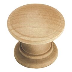 Natural Woodcraft Flat Style Cabinet Hardware Knob, Unfinished Wood 1-1/4 Inch Diameter.
