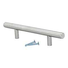 Rok Hardware Contemporary Euro Style Solid Metal Pull / Handle Stainless Steel 4-1/8" (105mm) Hole Centers, 7-9/32" Overall Length 