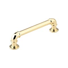 Industrial Pipe Style 5-1/32" (128mm) Center To Center, Overall Length 6" Brass Cabinet Hardware Pull / Handle