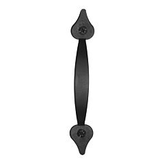 Traditional 3-5/8" (92mm) Center to Center, Length 5-1/8" (130mm) Flat Black Finish, Forged Iron Cabinet Pull/Handle