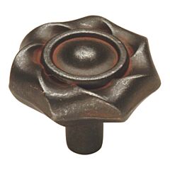 Charleston Blacksmith Style Cabinet Hardware Knob, Black Iron 1-1/4 Inch Diameter