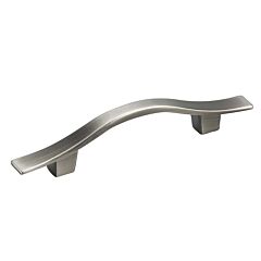 Traditional 3" (76mm) Center to Center, Length 4-23/32" (120mm) Brushed Pewter, Wave Design Metal Cabinet Pull/Handle