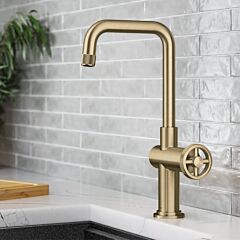 Kraus Urbix Industrial Single Handle Kitchen Bar Faucet in Brushed Gold