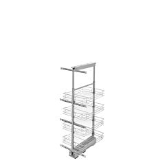 Chrome Basket Pantry Pullout Soft Close, 17-9/16 to 19-7/8 X 21-5/8 X 43-3/8 to 50-3/4 in