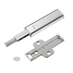 Magnetic Tip Push Latch with Cross Mounting Plate and Self Adhesive Magnetic Counter Tape, Brushed Nickel