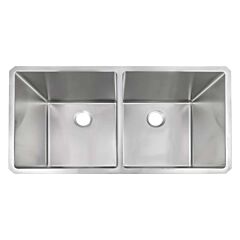 Premium Mod - Creek 37” x 20” x 10” Stainless Steel Undermount, 15 Gauge, Large 50/50 Double "Radial" Bowl Flat Rim Kitchen Sink