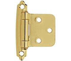 Variable Overlay Self-Closing, Exposed, Face Mount Polished Brass Hinge - 2 Pack