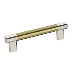 Amerock Esquire 5-1/16 in (128 mm) Center-to-Center Polished Nickel/Golden Champagne Cabinet Pull / Handle