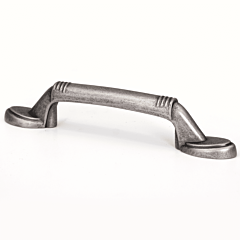 Banded Corners Style Metal Pull / Handle Weathered Nickel 3-5/32" (96mm) Center to Center, Overall Length 5-1/4"
