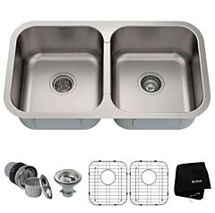 Kraus Premier Kitchen Double Bowl Kitchen Sink 32" Undermount 18 Gauge Stainless Steel
