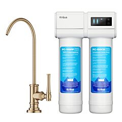 Kraus Allyn 2-Stage Under-Sink Filtration System with Allyn™ Single Handle Drinking Water Filter Faucet in Brushed Gold