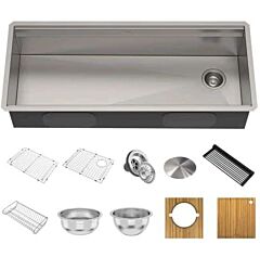 Kraus Kore Workstation 45" Undermount 2-Tier 16 Gauge Stainless Steel Single Bowl Kitchen Sink