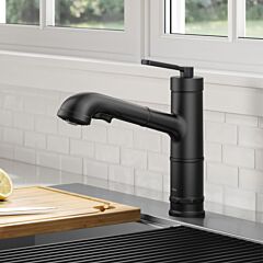 Kraus Allyn Pull-Out Single Handle Kitchen Faucet in Matte Black