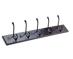 23-7/8" Brushed Oil Rubbed Bronze Board with 5 Espresso Hooks Utility Hook Rack