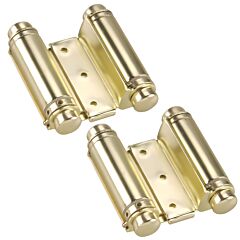 Rok Hardware Pair of 3" (76mm) Double Action Steel Spring Hinge, Brass 