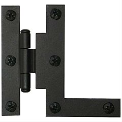 Classic 3-1/32" (77mm) Overall Height Forged Iron Offset HL Surface Hinge for Barn Door, Flat Black