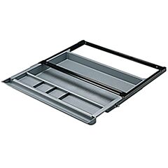 Rok Hardware Pull Out Undermount Pencil Drawer with 5 Compartments and Roller Slides, Under Desk Pencil Drawer Organizer, Black
