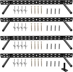  4-Pack Rok Hardware  22" (559mm) Concealed Heavy Duty Floating Shelf Brackets, with 8" (203mm) Rods, Black