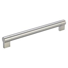 Twin Bar Style Solid Metal Pull / Handle Brushed Nickel 10-1/8" (256 mm) Hole Centers, 11-1/8" Overall Length - Rok Hardware Contemporary Euro Handle (Handles)