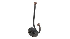 Classic Metal Double Hook 4-17/32" (115mm) Overall Height, Rustic Brass Decorative Hook