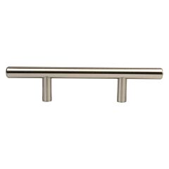 Rok Hardware Contemporary Euro Style Solid Metal Pull / Handle Brushed Nickel 3" (76mm) Hole Centers, 6-5/32" Overall Length (Handles)