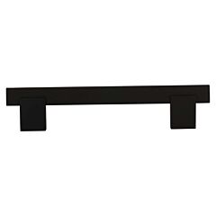 Bridge Style Solid Metal Pull / Handle, Black, 5-1/32" (128 mm) Hole Centers, 6-5/16" (160 mm) Overall Length - Rok Hardware Contemporary Euro (Handles)