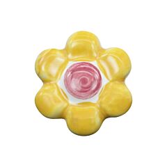 Flower Child: Pastel Yellow Cabinet Hardware Knob, 1- 9/16 Inch Diameter (Knobs)