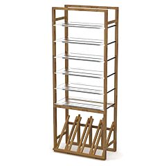 Rok Hardware Modern 45" (1143mm) Individual Wine Cellar, 16-Bottle Capacity Modular Angled Glass Rack with Wall Support