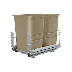 Rok Hardware Trash and Recycling Center With Champagne Dual Waste Bins, 2x 36 Quart