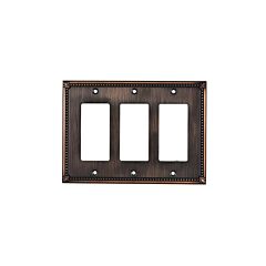 Rok Hardware Traditional Decora / Rocker / GFCI Switch Plate, 3 Gang, Brushed Oil-Rubbed Bronze (Switch Plates)