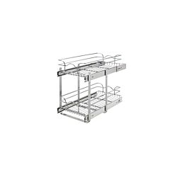 Rev-A-Shelf 12" Pullout 2 Tier Wire Basket Cookware Organizer for Base Cabinet, Chrome (Kitchen Organization)