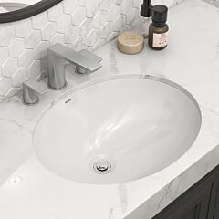Ruvati 16 x 13 inch Undermount Bathroom Sink White Oval Porcelain Ceramic with Overflow