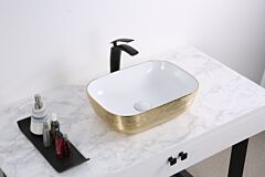 Ruvati 20 x 16 inch Bathroom Vessel Sink Gold Decorative Art Above Vanity Counter White Ceramic