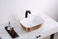 Ruvati 20 x 16 inch Bathroom Vessel Sink Rose Gold Decorative Art Above Vanity Counter White Porcelain Ceramic