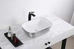 Ruvati 20 x 16 inch Bathroom Vessel Sink Silver Decorative Art Above Vanity Counter White Ceramic
