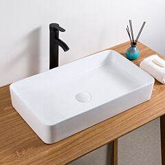 Ruvati 24 x 16 inch Bathroom Vessel Sink White Rectangular Above Counter Porcelain Ceramic