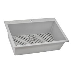 Ruvati 30 x 20 inch epiGranite Drop-in Topmount Granite Composite Single Bowl Kitchen Sink, Silver Gray