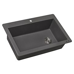 Ruvati 33 x 22 inch epiGranite Drop-in Topmount Granite Composite Single Bowl Kitchen Sink, Urban Gray
