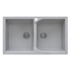 Ruvati 34 x 20 inch epiGranite Dual-Mount Granite Composite Double Bowl Kitchen Sink, Silver Gray