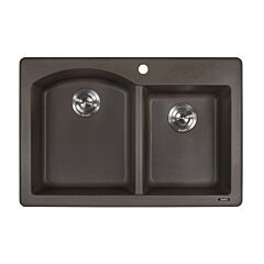 Ruvati 33 x 22 inch epiGranite Dual-Mount Granite Composite Double Bowl Kitchen Sink, Espresso Brown