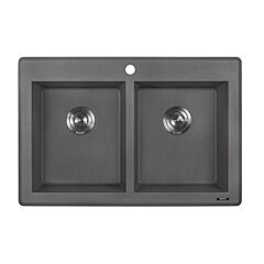 Ruvati 33 x 22 inch epiGranite Dual-Mount Granite Composite Double Bowl Kitchen Sink Urban Gray Finish